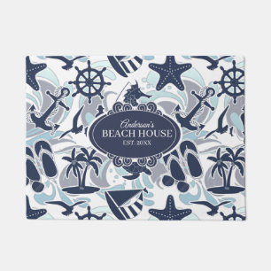 Nautical Beach Pattern Navy ID839 Deurmat