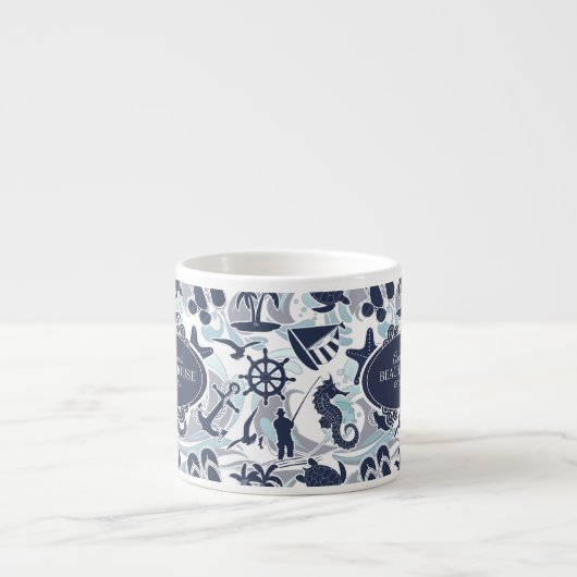Nautical Beach Pattern Navy ID839 Espresso Kop (Voorkant)