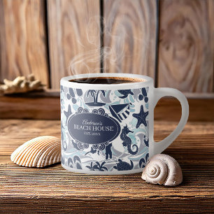 Nautical Beach Pattern Navy ID839 Espresso Kop