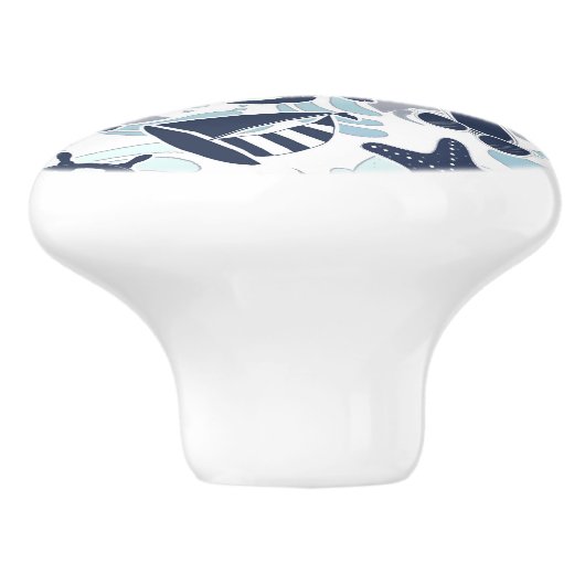 Nautical Beach Pattern Navy ID839 Keramische Knop (Zijkant)