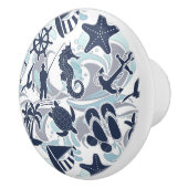 Nautical Beach Pattern Navy ID839 Keramische Knop (Rechts)