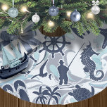 Nautical Beach Pattern Navy ID839 Kerstboom Rok<br><div class="desc">Deze boomrok heeft een leuk zomerpatroon van nautische elementen,  waaronder anker,  zeemeeuw,  zeester en nog veel meer,  allemaal in marineblauw met wervelingen en golvende aqua blauwe accenten. Zoek ID839 en ID840 om andere producten met dit ontwerp en extra kleuropties te zien.</div>
