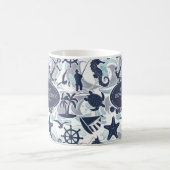 Nautical Beach Pattern Navy ID839 Koffiemok (Center)