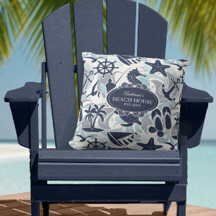 Nautical Beach Pattern Navy ID839 Kussen