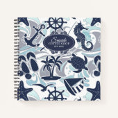 Nautical Beach Pattern Navy ID839 Notitieboek (Voorkant)