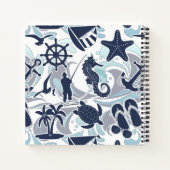 Nautical Beach Pattern Navy ID839 Notitieboek (Achterkant)