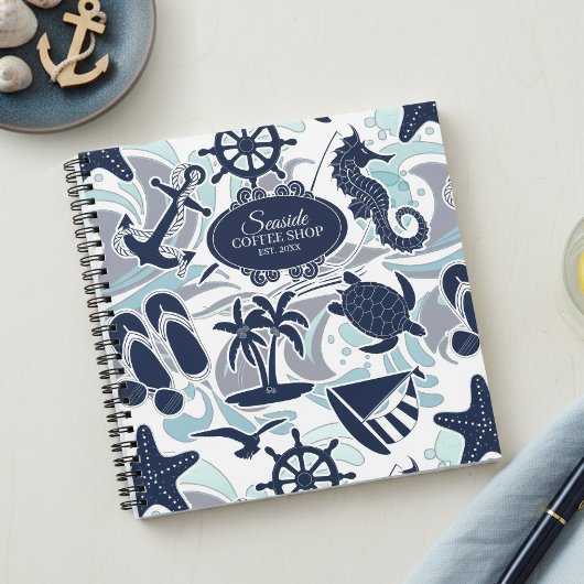 Nautical Beach Pattern Navy ID839 Notitieboek