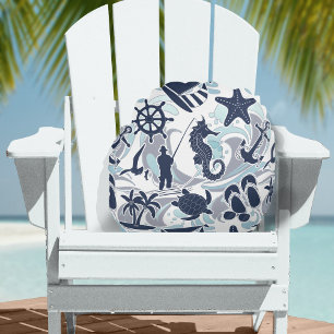 Nautical Beach Pattern Navy ID839 Rond Kussen