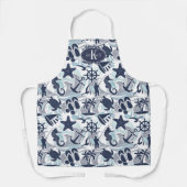 Nautical Beach Pattern Navy ID839 Schort (Voorkant)