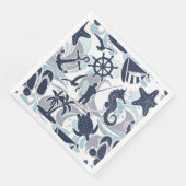 Nautical Beach Pattern Navy ID839 Servet (Hoek)