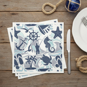 Nautical Beach Pattern Navy ID839 Servet