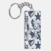Nautical Beach Pattern Navy ID839 Sleutelhanger (Voorkant Links)