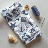 Nautical Beach Pattern Navy ID839 Stof