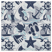 Nautical Beach Pattern Navy ID839 Stof (Swatch)