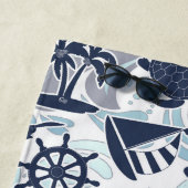 Nautical Beach Pattern Navy ID839 Strandlaken (In situ)