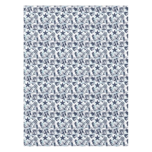 Nautical Beach Pattern Navy ID839 Tafelkleed (Voorkant)