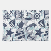 Nautical Beach Pattern Navy ID839 Theedoek (Horizontaal)