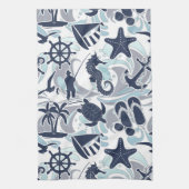 Nautical Beach Pattern Navy ID839 Theedoek (Verticaal)