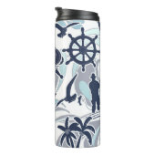 Nautical Beach Pattern Navy ID839 Thermosbeker (Geroteerd rechts)