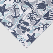 Nautical Beach Pattern Navy ID839 Tissuepapier (Detail)