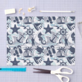 Nautical Beach Pattern Navy ID839 Tissuepapier (Craft)