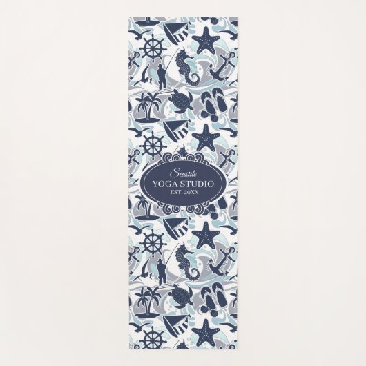 Nautical Beach Pattern Navy ID839 Yogamat (Voorkant)