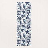Nautical Beach Pattern Navy ID839 Yogamat (Achterkant)