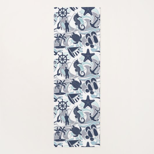 Nautical Beach Pattern Navy ID839 Yogamat (Achterkant)
