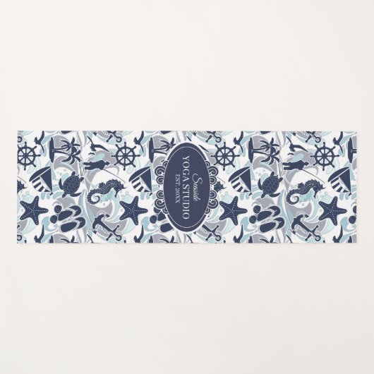Nautical Beach Pattern Navy ID839 Yogamat (Voorkant (horizontaal))
