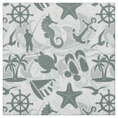 Nautical Beach Pattern Olive ID839 Stof (Swatch)