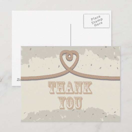 Nautical Beach Sand Heart Knot Bedankt Briefkaart (Voorkant / Achterkant)