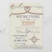 Nautical Beach Sand Heart Knot Wedding Invite Kaart (Voorkant / Achterkant)