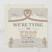 Nautical Beach Sand Heart Knot Wedding Invite Kaart (Voorkant / Achterkant)
