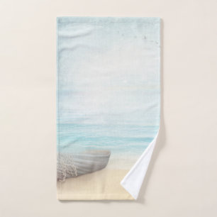 Nautical Beach Scène met roeiboot & Gevist net Bad Handdoek