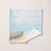 Nautical Beach Scène met roeiboot & Gevist net Bad Handdoek (Wasdoekje)
