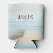 Nautical Beach Scène met roeiboot & Gevist net Blikjeskoeler (Voorkant)