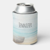 Nautical Beach Scène met roeiboot & Gevist net Blikjeskoeler (Blikje Achterkant)