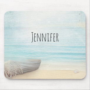 Nautical Beach Scène met roeiboot & Gevist net Muismat