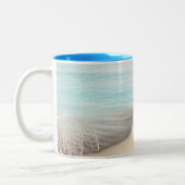 Nautical Beach Scène met roeiboot & Gevist net Tweekleurige Koffiemok (Links)