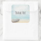 Nautical Beach Scène met roeiboot & Gevist net Vierkante Sticker (Tas)