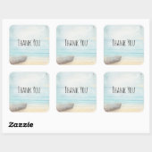 Nautical Beach Scène met roeiboot & Gevist net Vierkante Sticker (Vel)