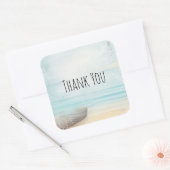 Nautical Beach Scène met roeiboot & Gevist net Vierkante Sticker (Envelop)