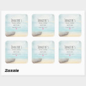 Nautical Beach Scène met roeiboot & Gevist net Vierkante Sticker (Vel)