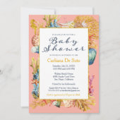 Nautical Beach Schelp Baby Shower Uitnodiging (Voorkant)