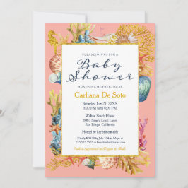 Nautical Beach Schelp Baby Shower Uitnodiging