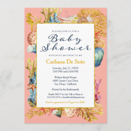 Nautical Beach Schelp Baby Shower Uitnodiging