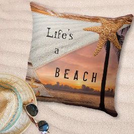 Nautical Beach Scrapbook Sunset Pillow Kussen