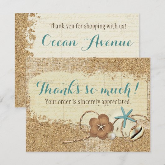 Nautical Beach Seashell & Sand Boutique Bedankt Briefkaart (Voorkant / Achterkant)