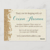 Nautical Beach Seashell & Sand Boutique Bedankt Briefkaart (Achterkant)
