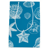 Nautical Beach Shells Aqua White Medium Cadeauzakje (Achterkant)
